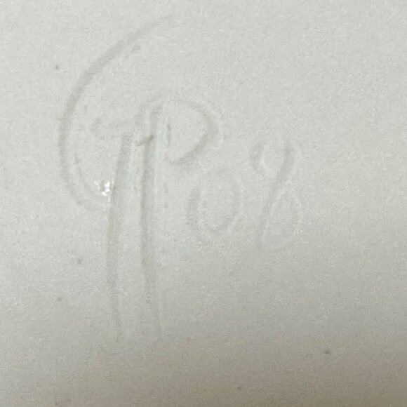 Ceramic Ikebana Vase With Blue Speckled Glaze & Built-In Needle Frog Signed - Picture 6 of 9